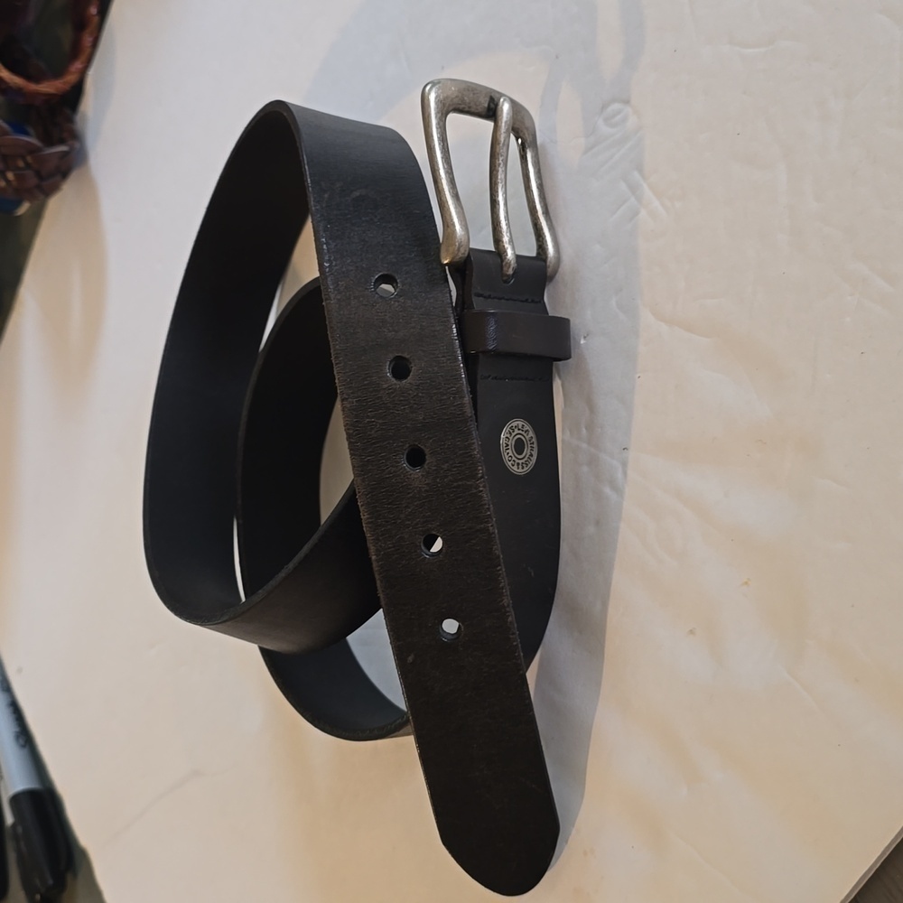 Levi's| Mens Black Leather Belt Silver Square Buckle Dress Office Sz.L/XL
